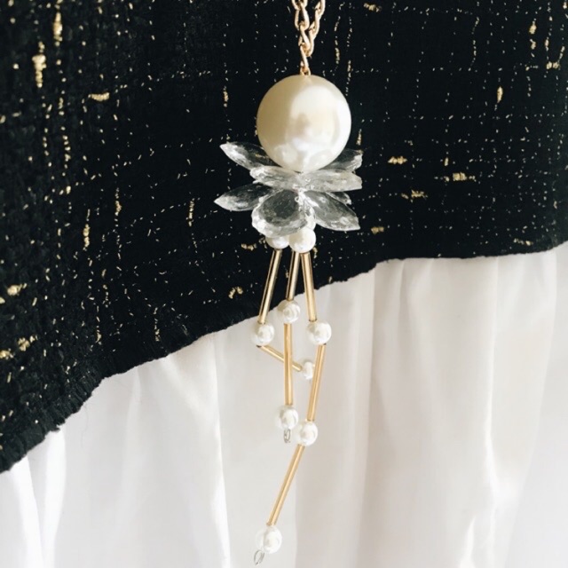 Kalung Rantai Panjang Hijab Necklace Marble Mutiara Import Etnik Kalung Masker Kebaya Newinspire