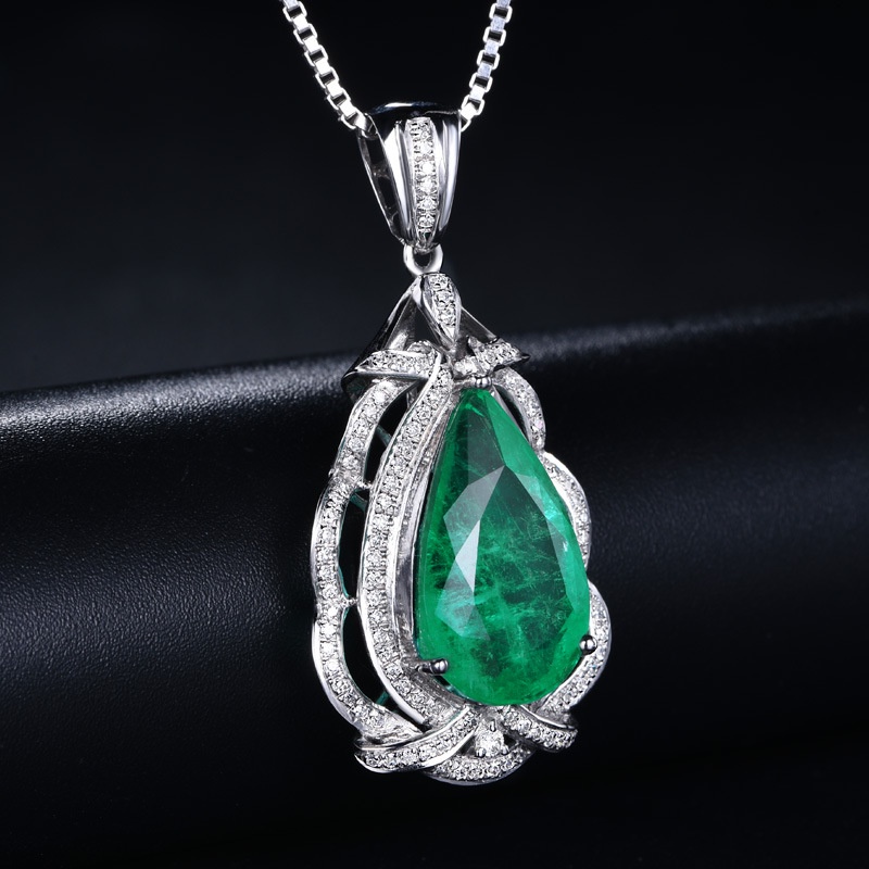 [Ready Stock]Fashion New Inlaid Water Drop Pear-Shaped Colored Gem Pendant Necklace