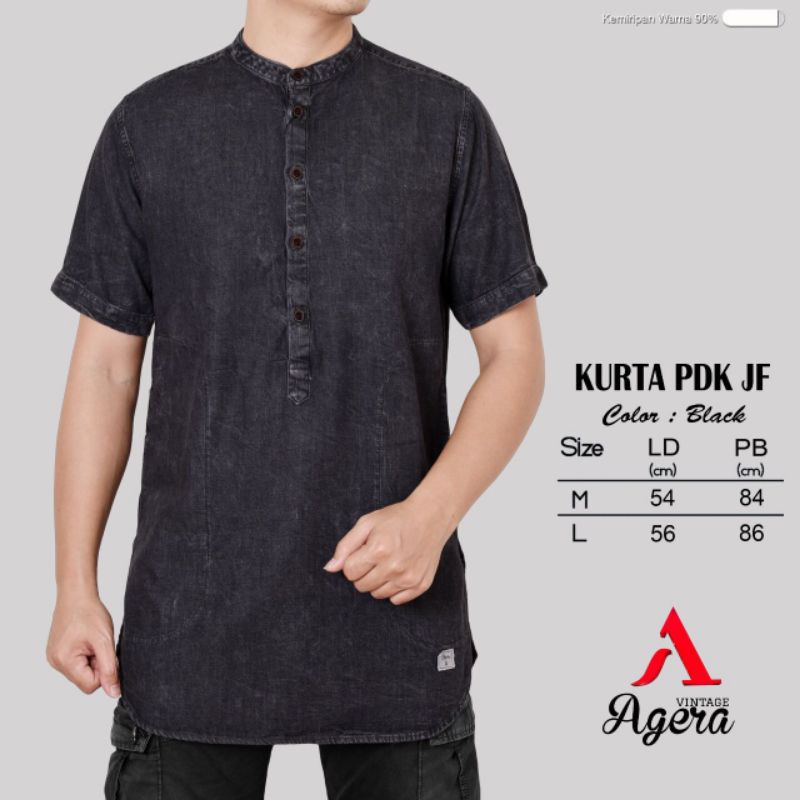 BAJU KURTA KEMEJA KOKO PRIA LENGAN PENDEK COTTON JF DENIM LIMITED ONLY SAJUAK &amp; AGERA VINTAGE