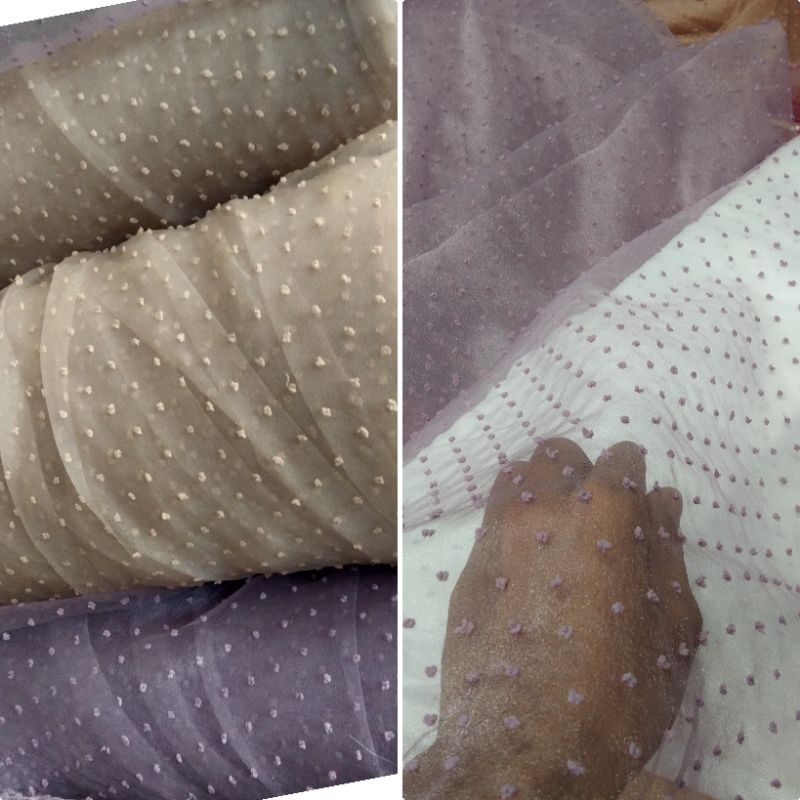 bahan kain organza dot/Tille dot/kain dot/Tille organza/brukat Tille dot organza