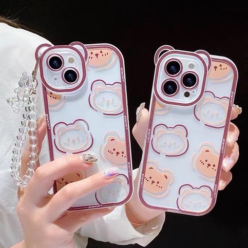 Soft Case Silikon TPU Transparan Motif Beruang Untuk IPhone 13 12 Mini 11 10 Pro XS Max X XR 8 7 6 6S Plus SE 2020