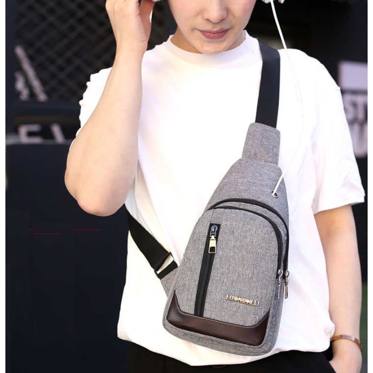 Tas Selempang WATERPROOF 501 Kanvas Men Sling Back Cowo Messanger Korea Fashion Shoulder Bag