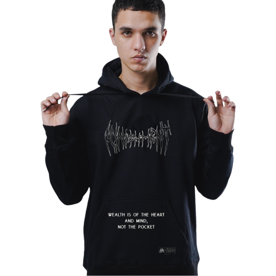 HOODIE PRIA PUNISHMENT METAL AESTHETIC HITAM PREMIUM ORIGINAL DISTRO FREE STRIKER