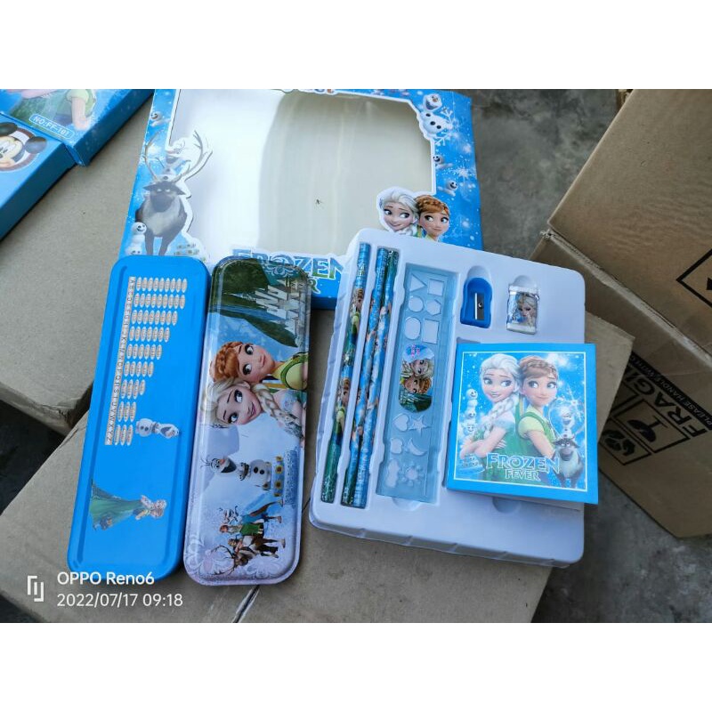 

Set alat tulis anak lengkap motif karakter/perlengkapan sekolah kotak pensil buku rautan penghapus penggaris serbaguna murah