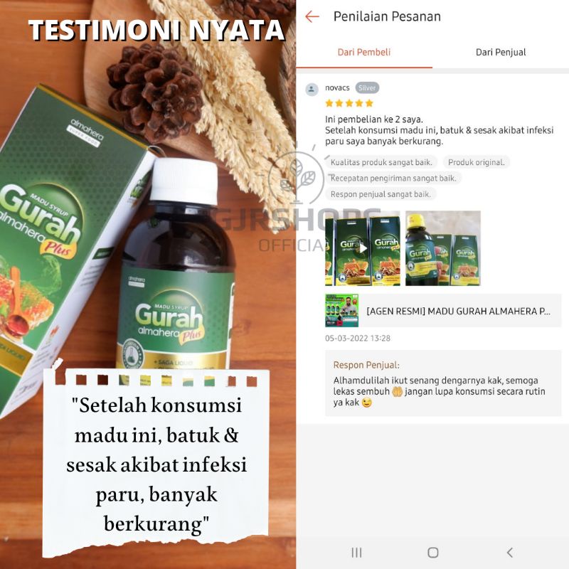 [AGEN RESMI] MADU GURAH ALMAHERA PLUS 1000% ORIGINAL Obat Sesak Nafas Batuk Menahun Sinusitis Bronkitis Asma Radang Tenggorokan Flu Batuk Kronis Batuk Berdahak Lendir TBC Mendengkur Flu Kronis Batuk Infeksi paru paru dan keluhan lainnya-5