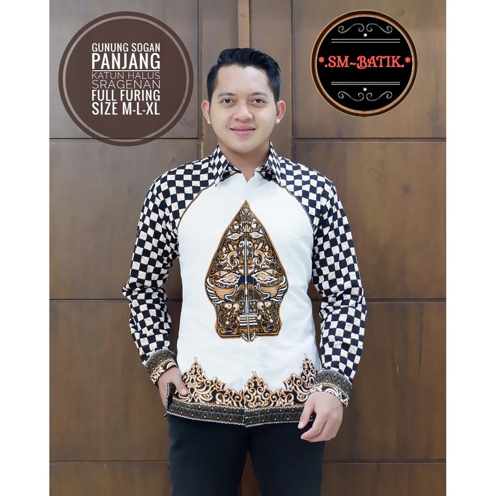 GUNUNG SOGAN Kemeja Baju Batik Seragam Pria Lengan Panjang PREMIUM MODERN LAPIS FULL FURING SM