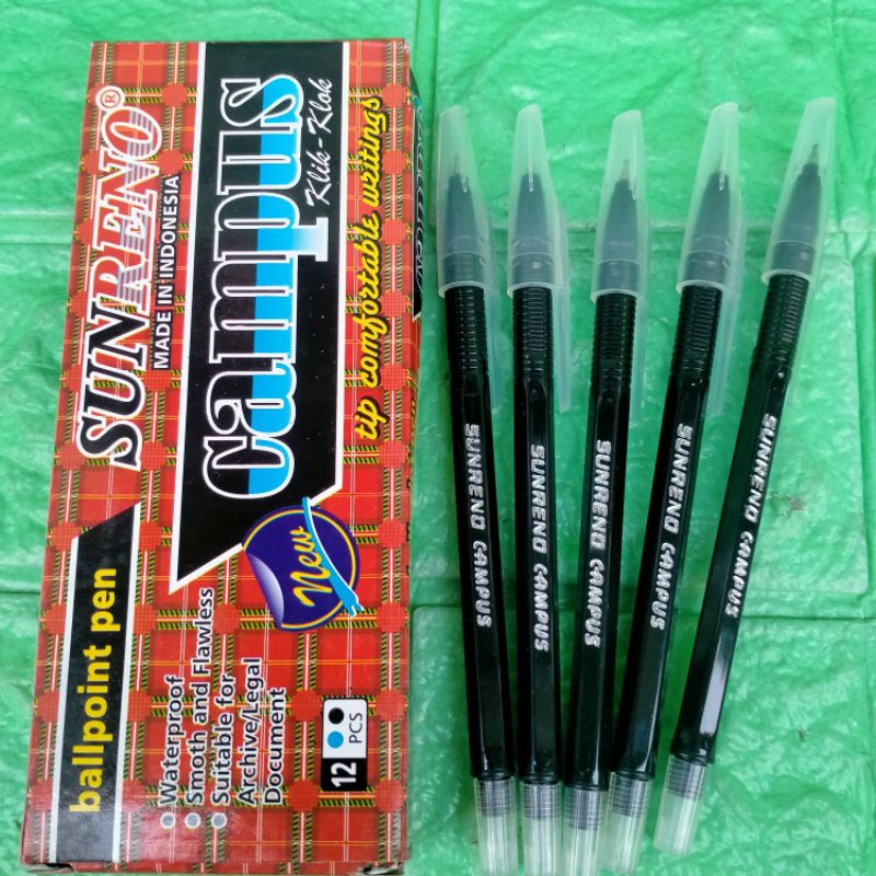 

3 Pcs Pen Campus Tinta Hitam Pulpen Bolpoin Standar Pena Atk GROSIR