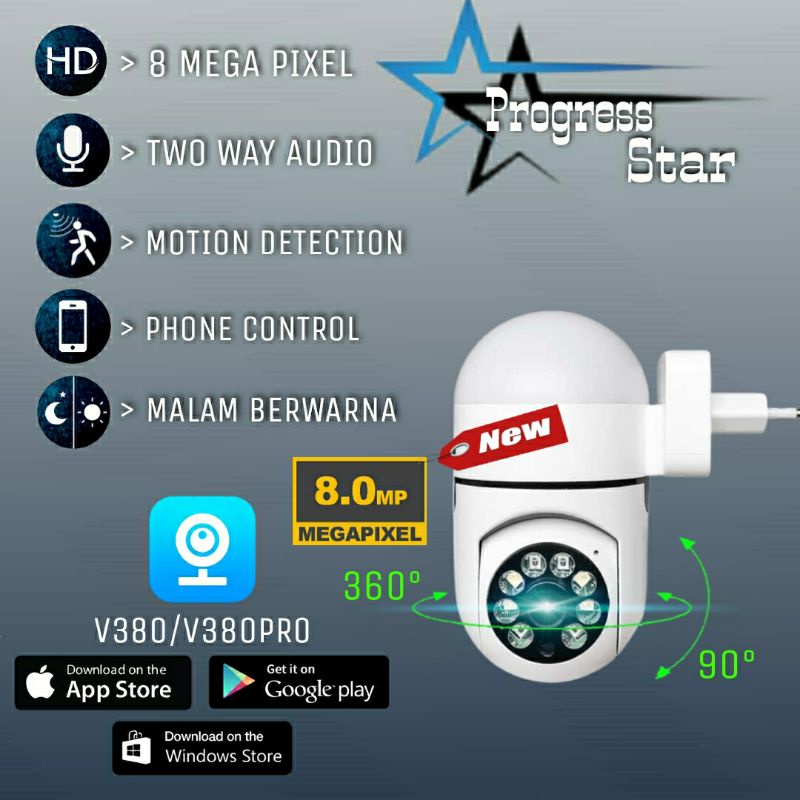 Ip Camera Cctv Wifi Mini Kamera Full HD 8MP 1080P V380 Wireless