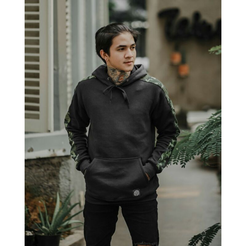 Swetaer Hoodie Salviohexia Sweater Plat Loreng Hijau Sweater Pria Slvhx