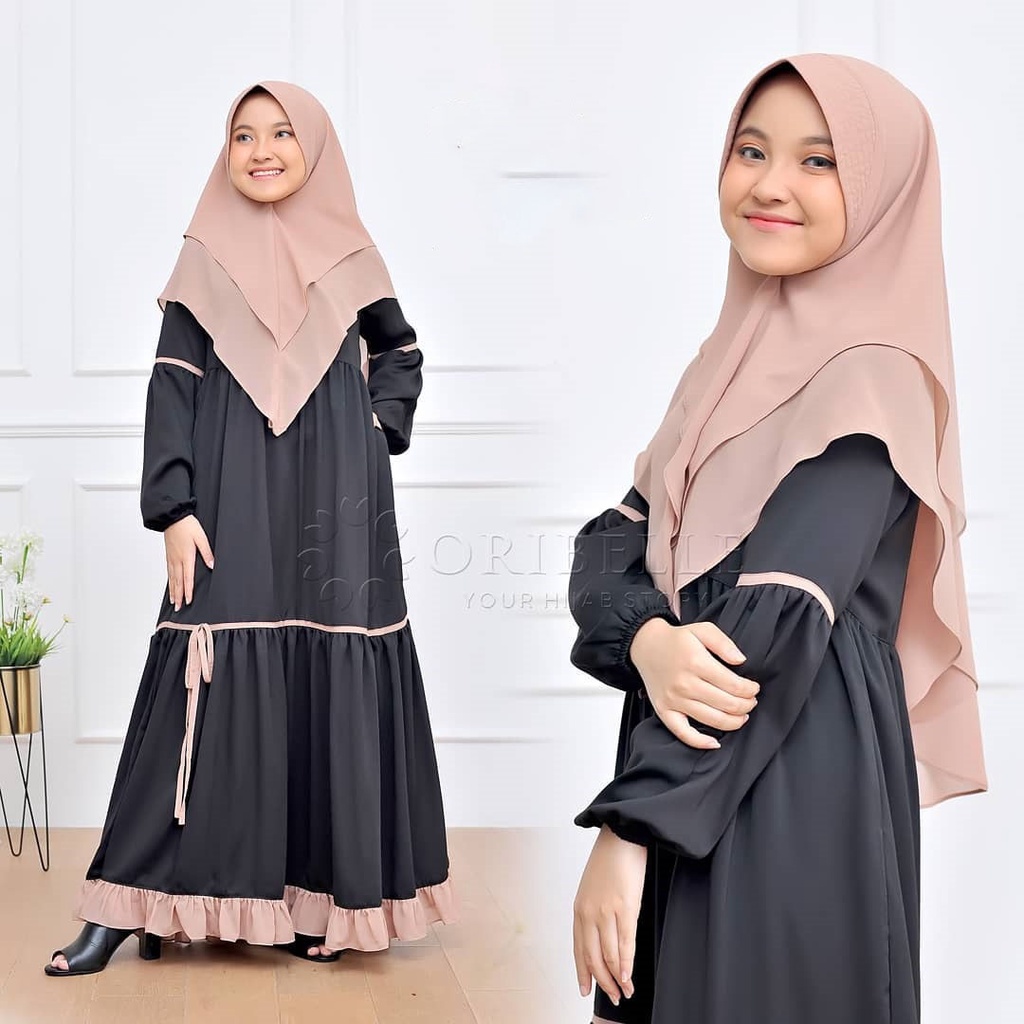 MRA - Baju Gamis Anak 8-11 Thn Baju Muslim Anak Perempuan SENJA KIDS Set Hijab