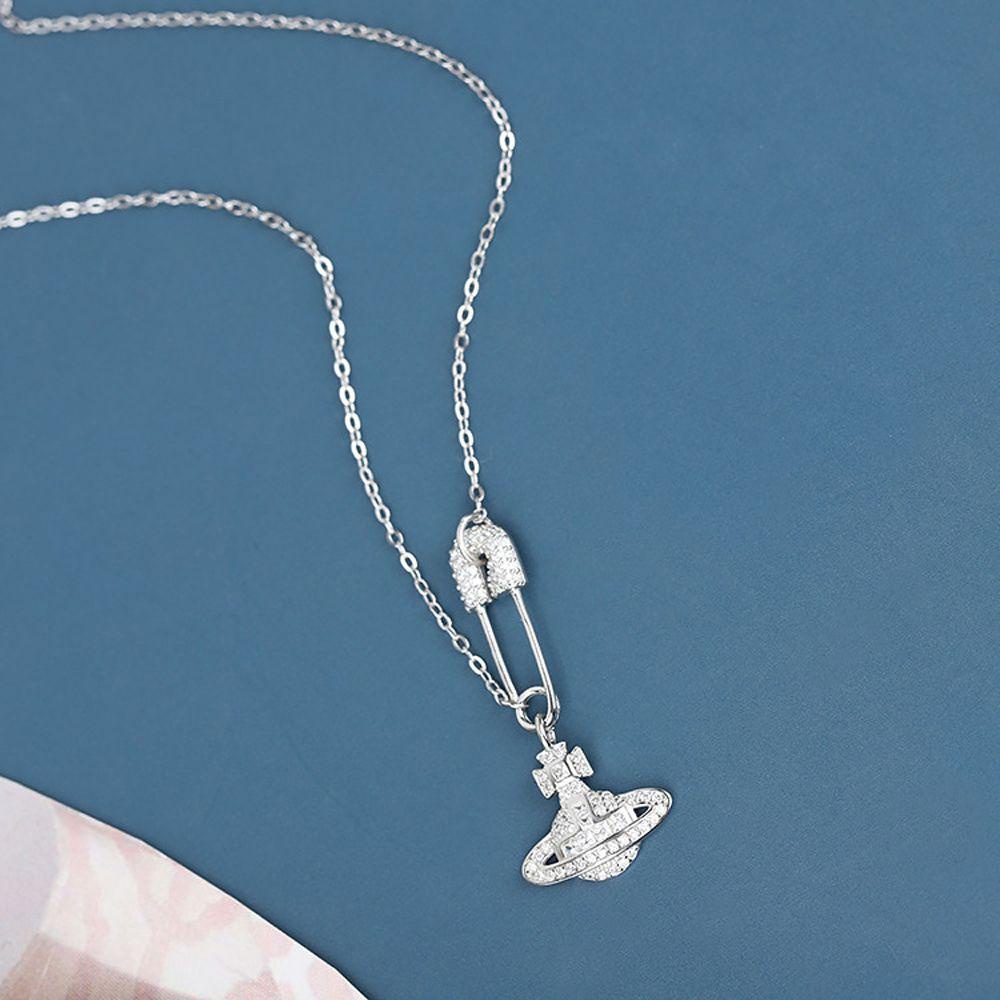 [Elegan] Korea Kalung Manis Vintage Untuk Gadis Planet Saturnus Temperamen Zirkon Kristal Kalung