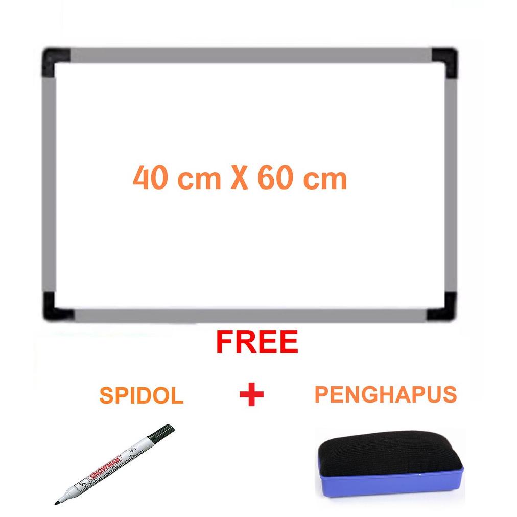 

((BISA COD)) White Board Papan Tulis Gantung Ukuran 40 cm x 60 cm Free Spidol dan Penghapus