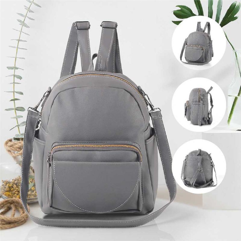 Tas punggung backpack wanita ransel casual sekolah kuliah bahan semi kulit premium garansi termurah