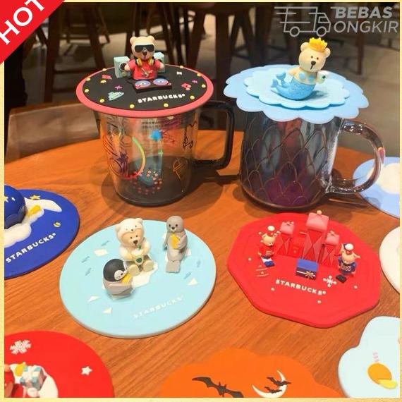 Mug Gelas - Starbucks Bearista Cup Lid Tutup Gelas Tumbler Silicone Starbucks