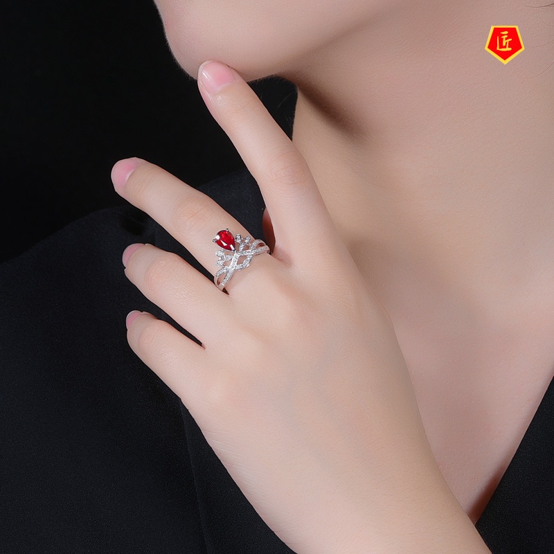 [Ready Stock]Luxury Colored Gems Diamond Ring