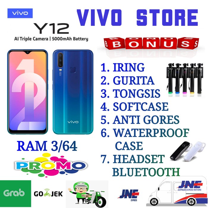 ✨BISA COD✨ VIVO Y12 RAM 3/64 GARANSI RESMI VIVO INDONESIA - demo tanpa dus