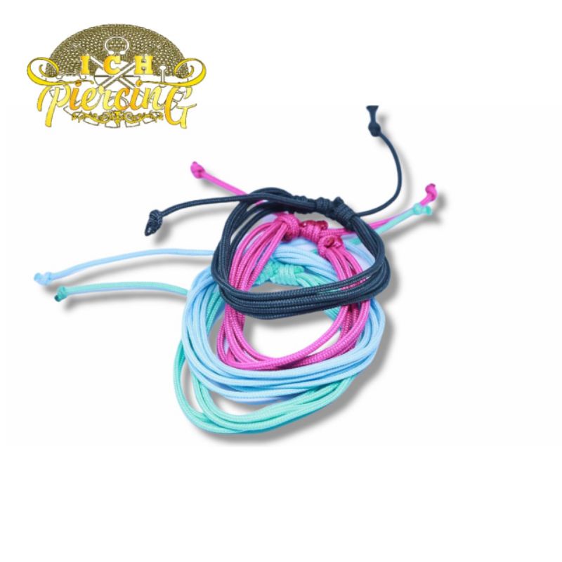 gelang tali rangkap polos warna warni/ gelang polos rangkap bulat vintage