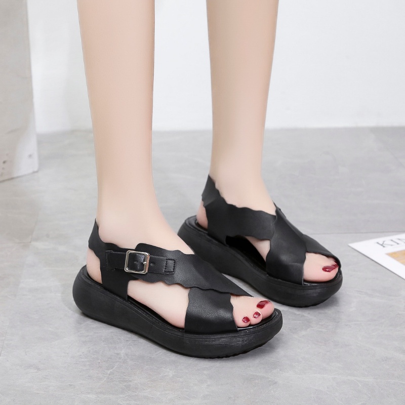 RYX - Wavy Gesper Sepatu Wedges Wanita Fashion Casual - Import Ori