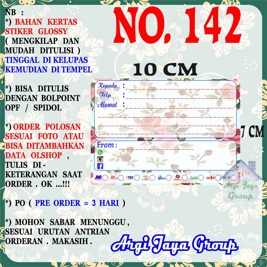 

Stiker Pengiriman - Sticker Alamat Olshop Murah Nomer 142 - 10x7 cm - Glossy
