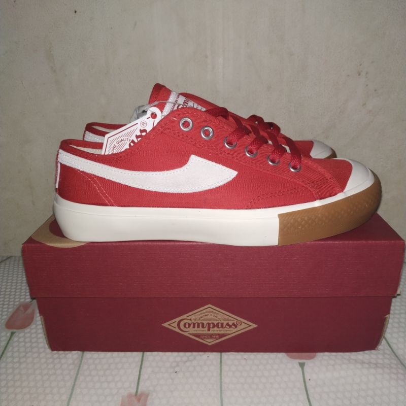 Sepatu Compass Gazelle Low Red White Gum Size 37