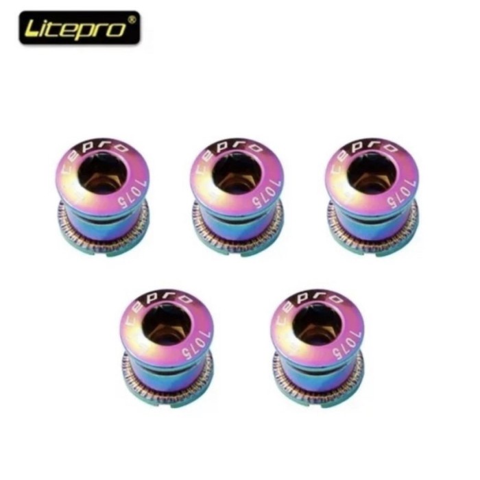 1 pcs Baut chainring LITEPRO pelangi Rainbow bolt nut chainring crank