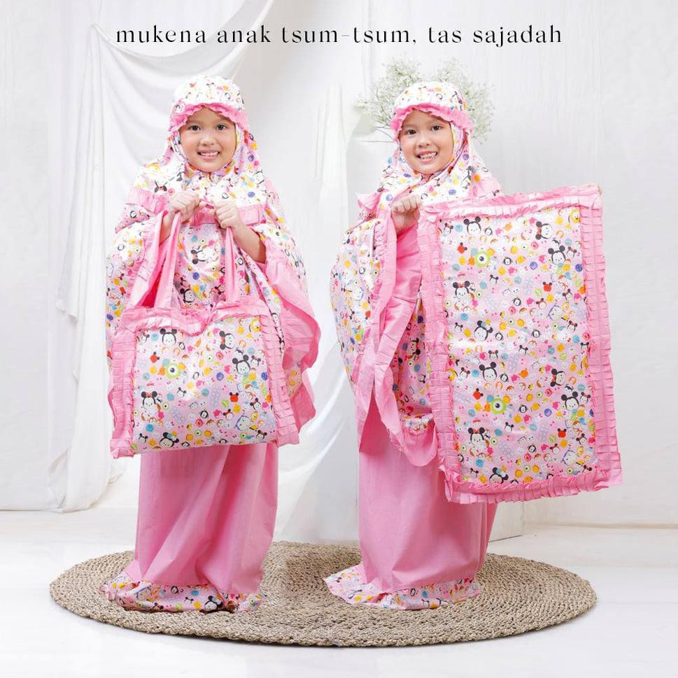 Murah Banget, MUKENA ANAK DISNEY TSUM - TSUM TAS SAJADAH