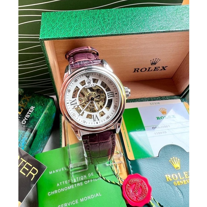 Jam Rolex Automatic Wanita Tali Kulit  Jam Tangan Wanita Terbaru