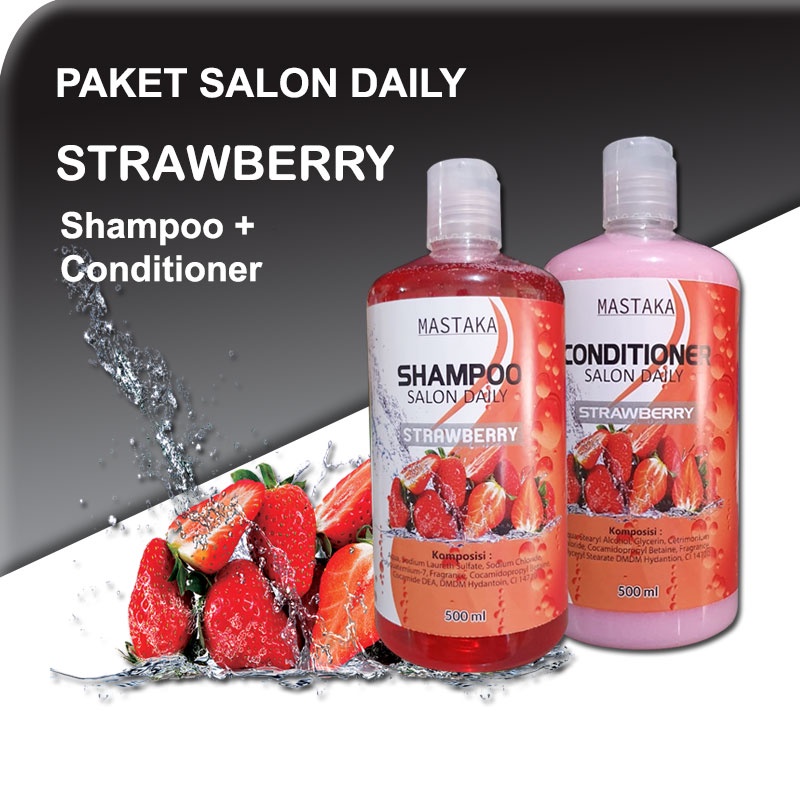 MASTAKA Shampoo &amp; Conditioner Salon Daily PAKET STRAWBERRY UNTUK RAMBUT RONTOK