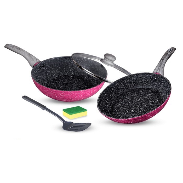 Bolde Super PAN Granite Panci Set + Tutup Kaca 5 pcs Set Blackpink