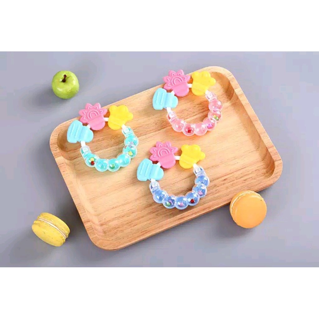 Rattle Teether Kerincingan Gigitan Bayi Melatih Visual dan Pendengaran Bayi/ R-01