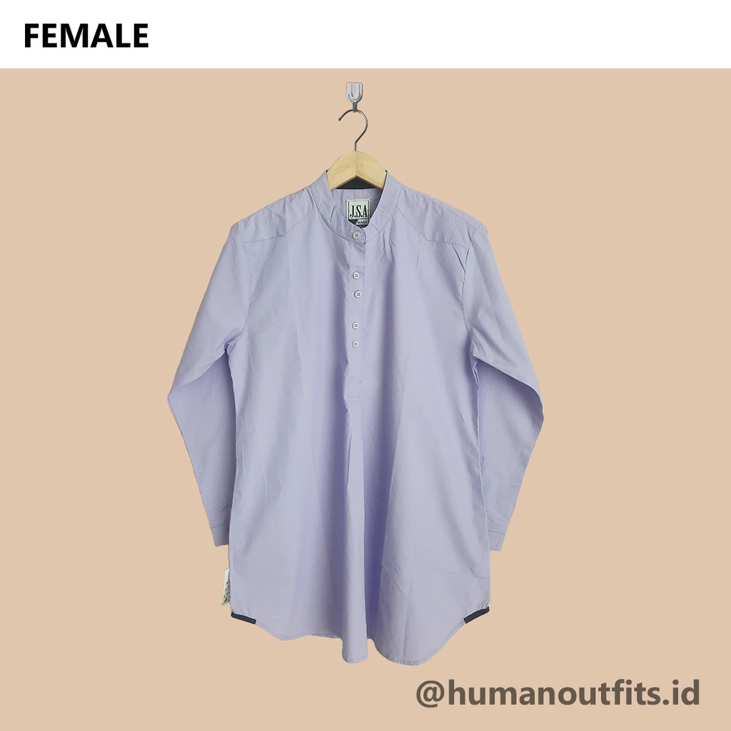 [JSA] Baju Atasan Wanita Ungu Lilac Polos Tunik Lengan Panjang Katun Premium Original