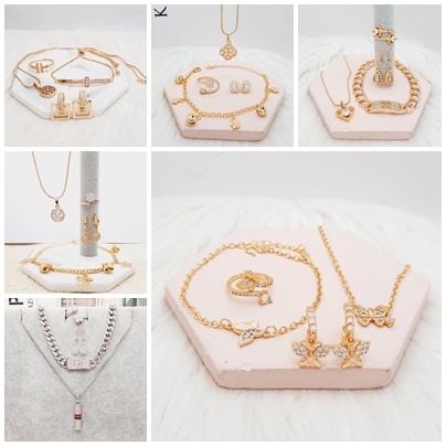 Xuping Set Wanita Perhiasan Kalung Anting Gelang Lapis Emas - BS026