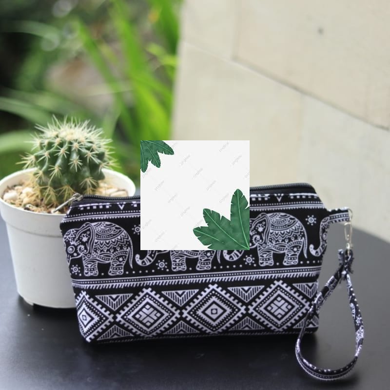 Promo Dompet Pouch Wanita Kanvas Black Ellie Keren