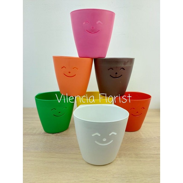 Pot bunga lucu plastik tempel dekorasi tembok