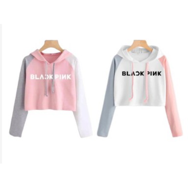Koreanfashion Sweater Crop Hoodie Wanita BLACKPINK Kombinasi