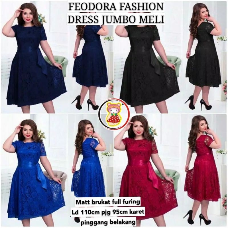 Feodora /Promo/Dress Meli Jumbo / Dress Wanita / Dress Party / Dress brukat / Dress pesta (GOOD QUALITY)