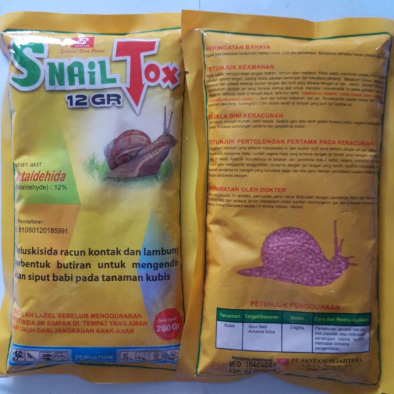 Snail Tox Metaldehida 12% Insektisida Pembasmi Hama Siput Pada Tanaman 200Gr