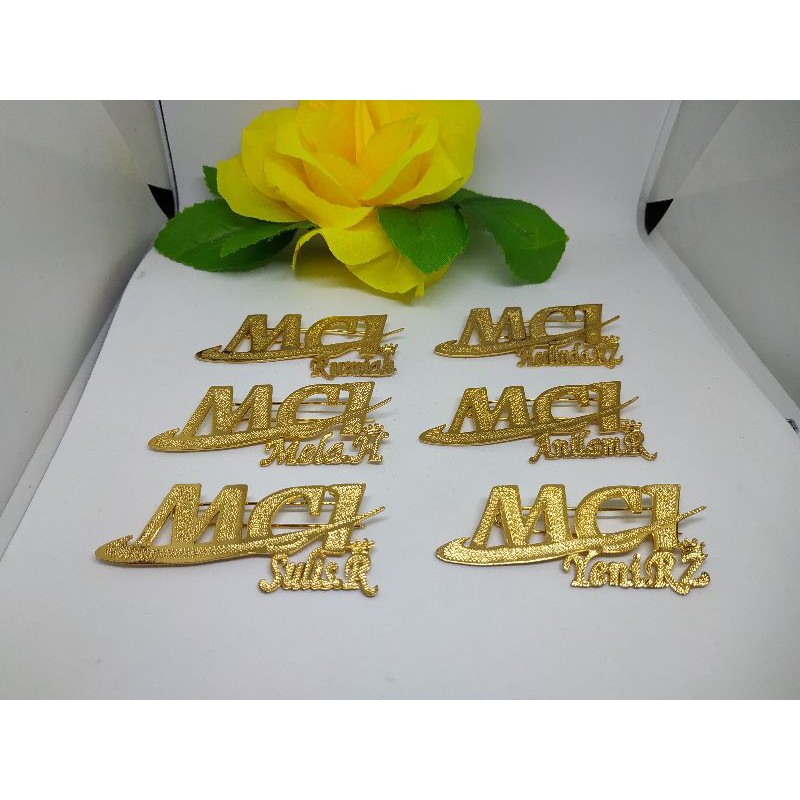 BROS MCI GOLD CANTIK Bros nama lapis emas Bros nama custom