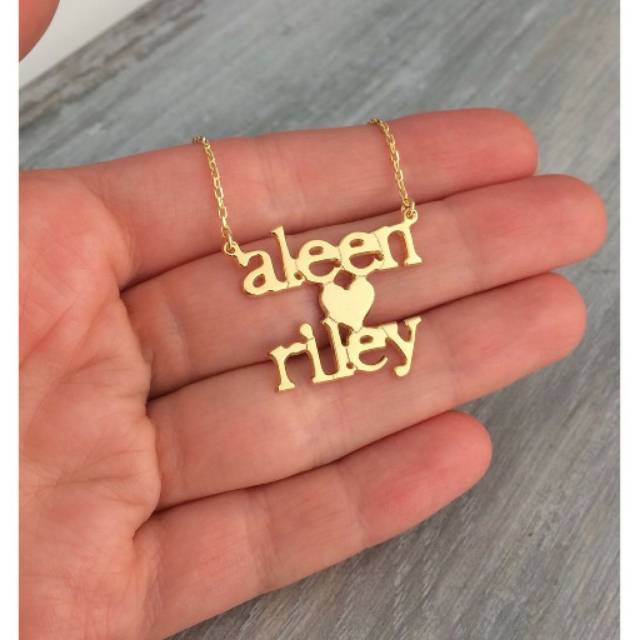 PROMO KALUNG NAMA GOLD TITANIUM FASHION WANITA  INISIAL LAPIS EMAS ASLI anti karat -KODEGM 16kt45