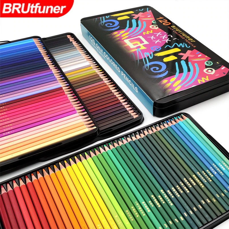 

Brutfuner 120colors Professional Oil Color Square Pencils Set TinBox