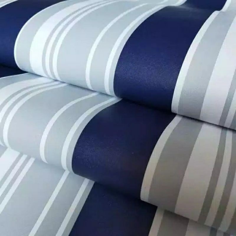 Wallpaper Dinding Motif Garis Salur Biru Ukuran Panjang 10Meter x Lebar 45CM