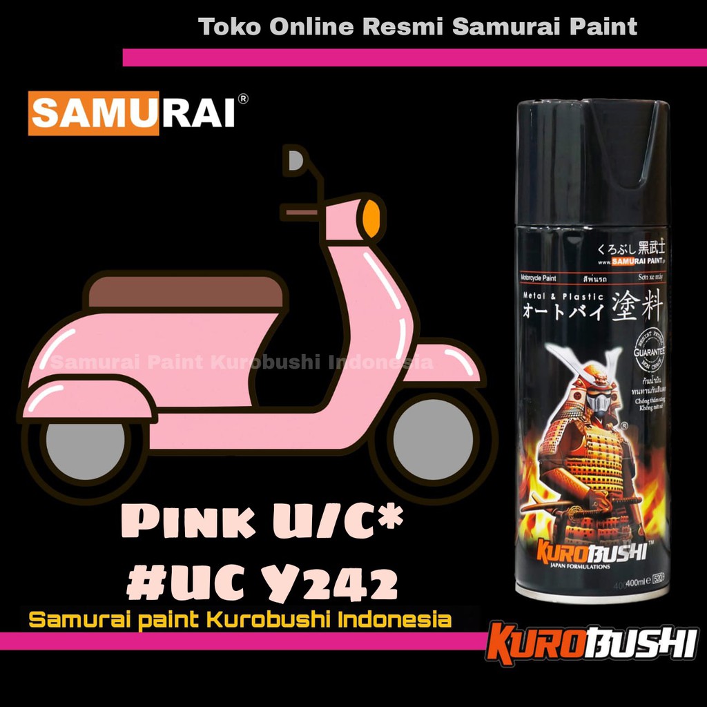 Samurai Paint PINK UC Y242 Warna 2 Coat System Yamaha Pink Magenta Candy U/C Cat Semprot Aerosol