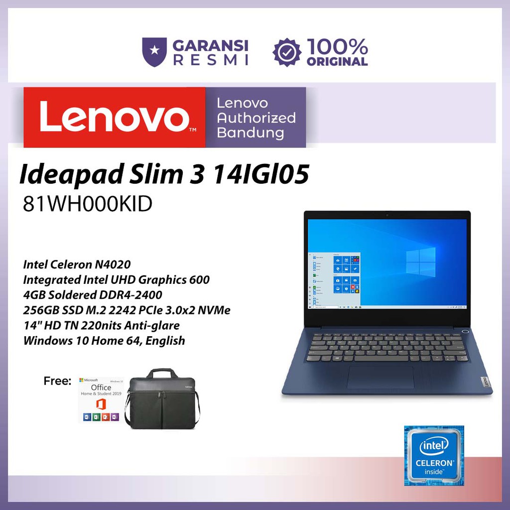 Jual Lenovo Ideapad Slim Igl Celeron N Gb Gb W Ohs Black Shopee Indonesia