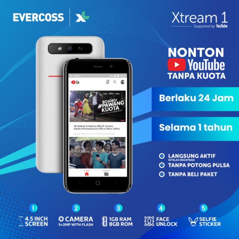 Evercoss Xtream 1 S45 1/8 4G Garansi Resmi