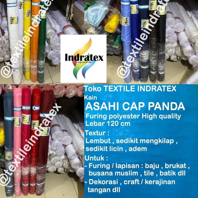 per 1 roll  kain furing asahi cap panda lebar 120 cm bahan lapisan tas rok baju gamis hycon kantong 