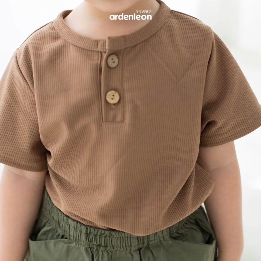 ARDENLEON Unisex Rib Button Shirt Atasan Anak Tshirt