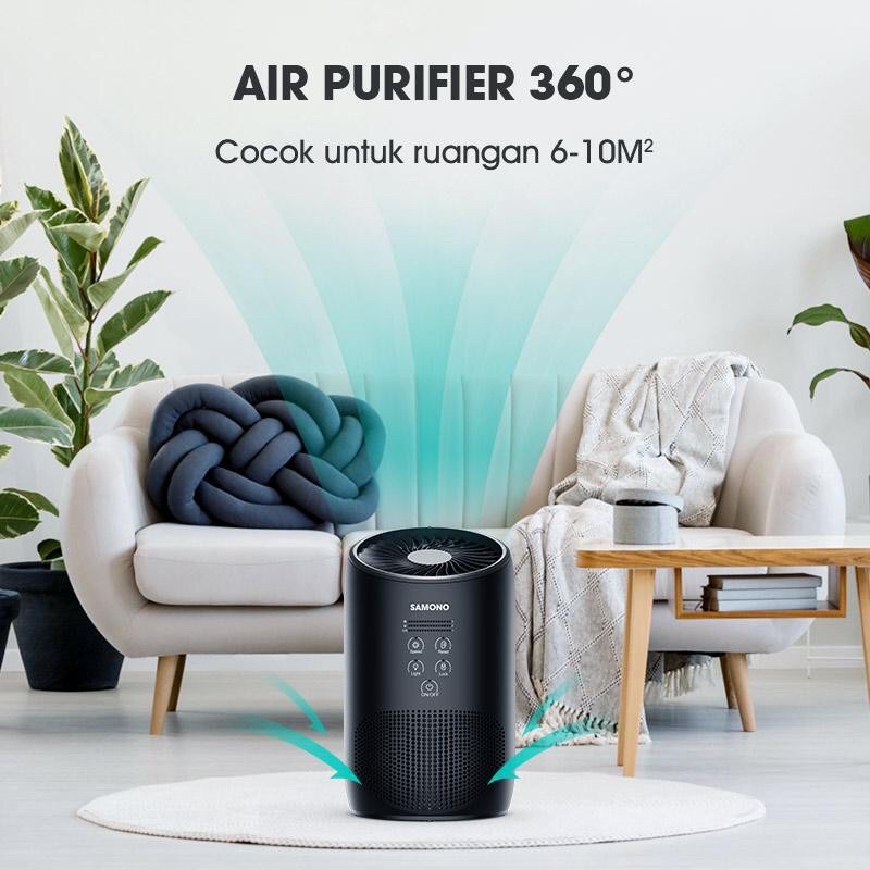 SAMONO APB80 Smart Air Purifier HEPA 13 Filter 4 Lapis 3 Tingkat Kecepatan Desain Child Lock Tidak Bising Mode Pengingat 12W up to 10m2 Bisa Tambah Essential Oil