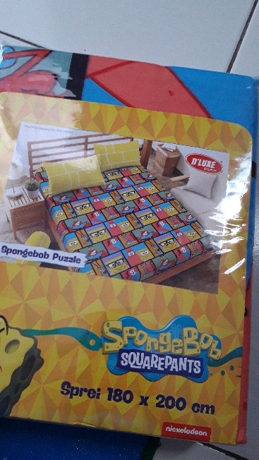 Sprei Kintakuun Dluxe Uk. 160x200 / 180x200 Spongebob Puzzle