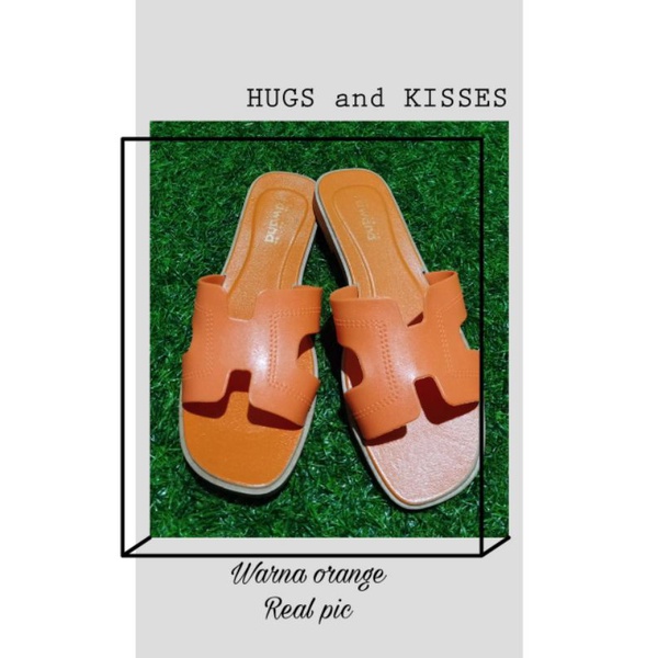Sandal Original Tawana H Square Polos Import Higt Quality S2-Orange polos