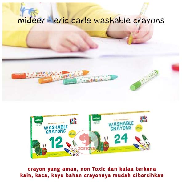 

Zuccaqu Mideer Eric Carle Washable Crayons 12 24 Warna Colors | Peralatan Mewarnai Krayon Anak | Nontoxic